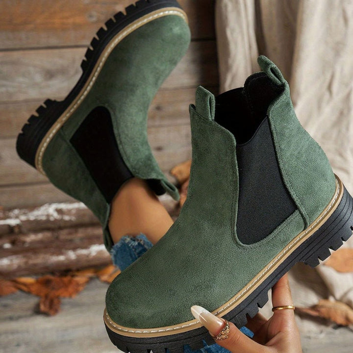Women's Chunky-Sole Chelsea Slip-On Ankle Boots - Green