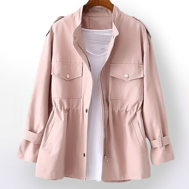 Women's Cinched-Waist Drawstring Trench Coat - Pink