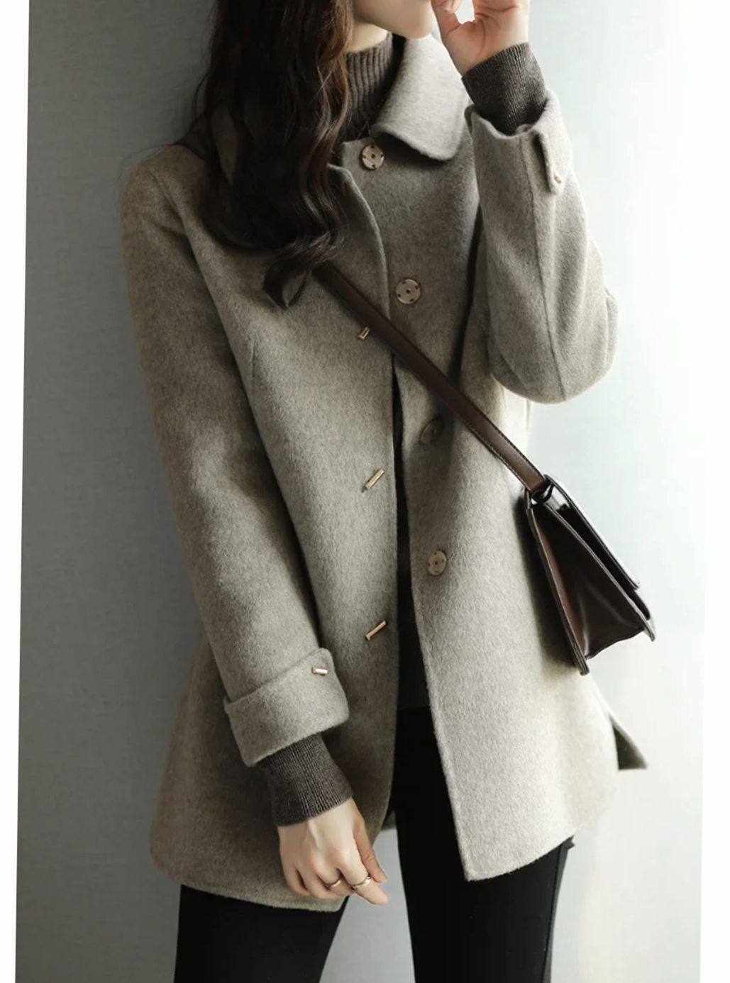 Women's Classic Button-Up Wool-Look Midi Coat