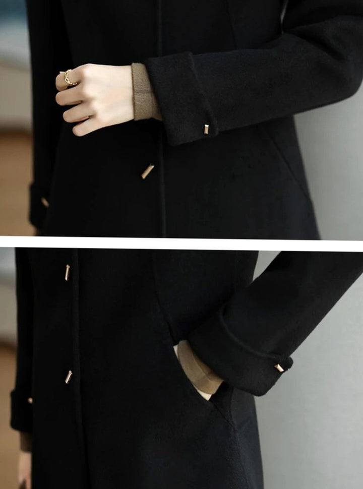 Women's Classic Button-Up Wool-Look Midi Coat