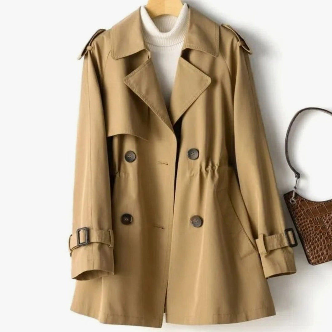 Women's Classic Double-Breasted Belted Trench Coat, Black - Brown