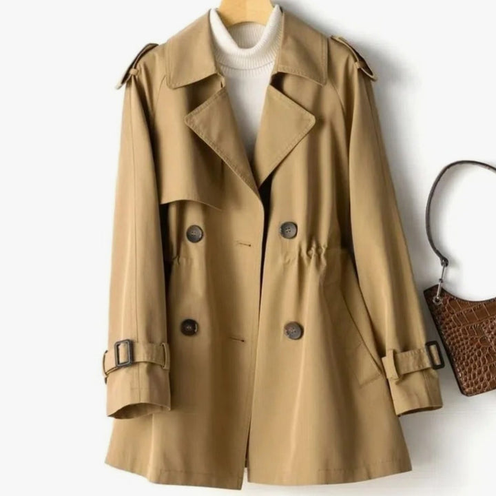 Women's Classic Double-Breasted Belted Trench Coat, Black - Brown