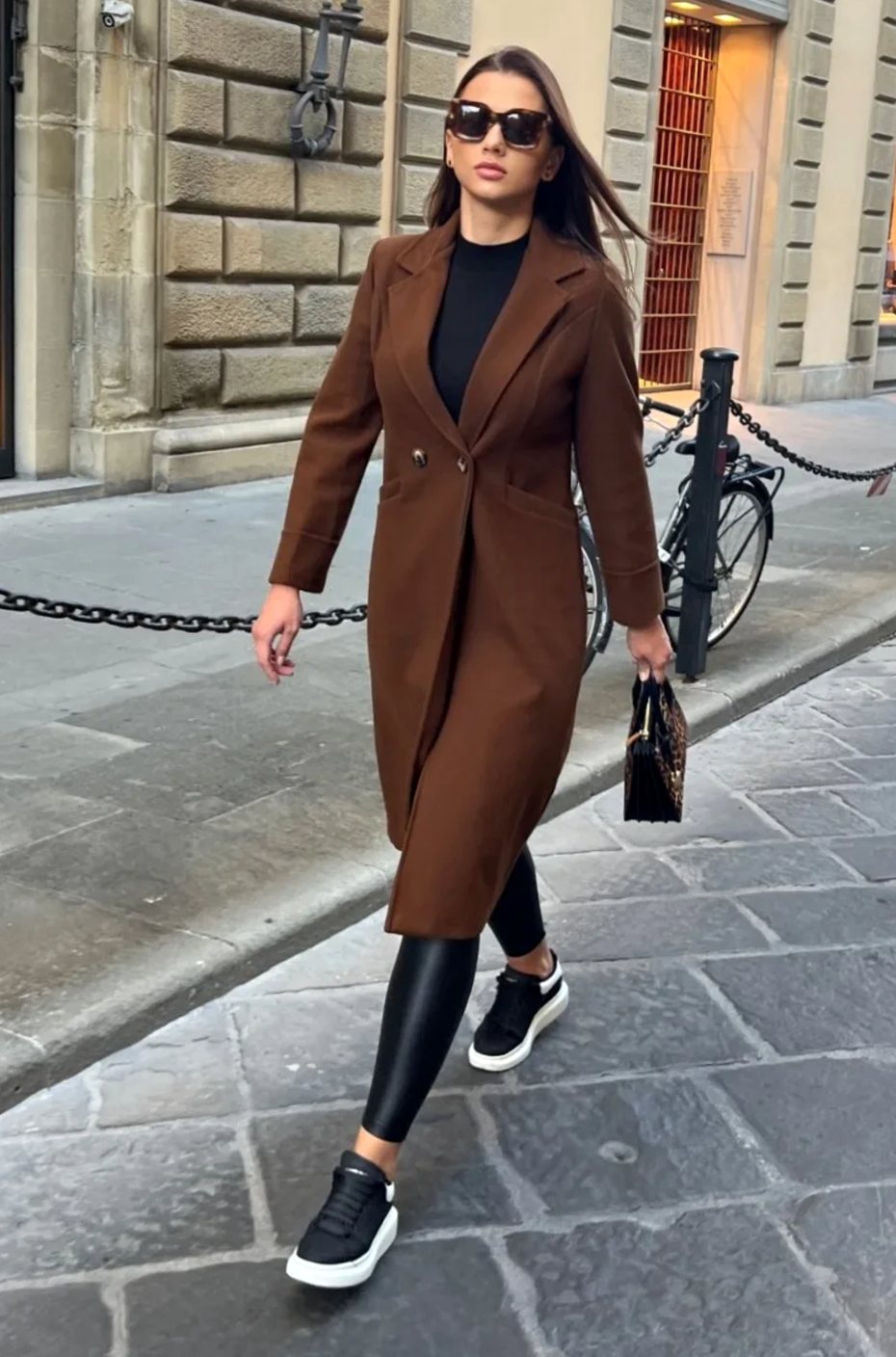 Women's Classic Long Lapel-Collar Belted Trench Coat
