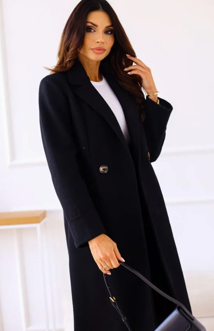 Women's Classic Long Lapel-Collar Belted Trench Coat