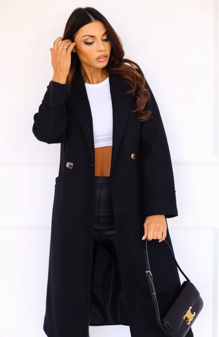 Women's Classic Long Lapel-Collar Belted Trench Coat