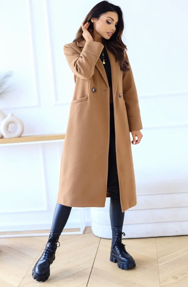Women's Classic Long Lapel-Collar Belted Trench Coat