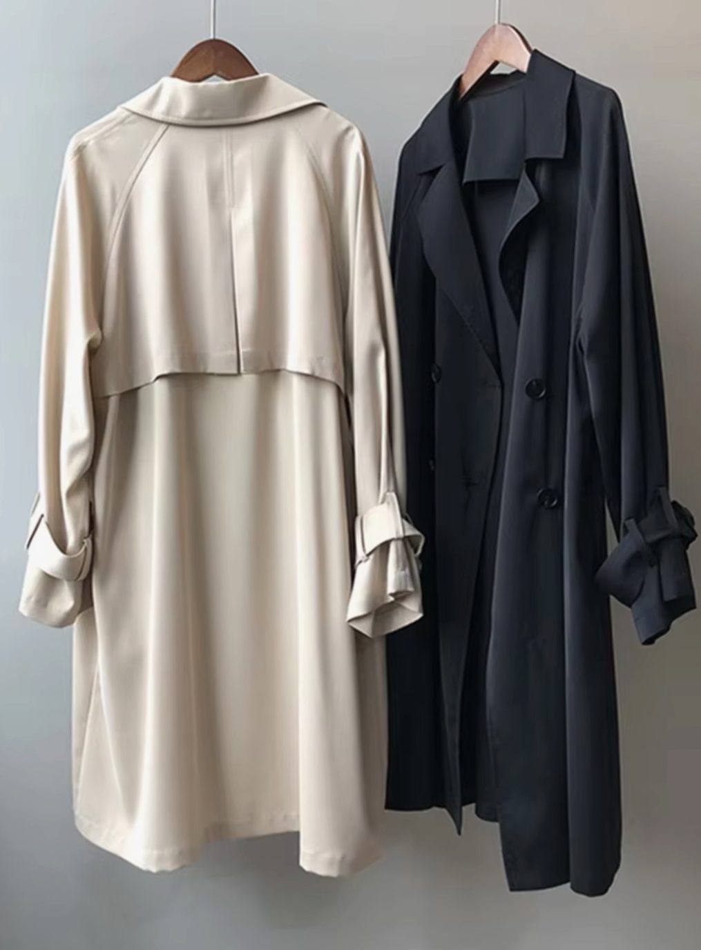 Women's Classic Longline Belted Trench Coat Revere Collar