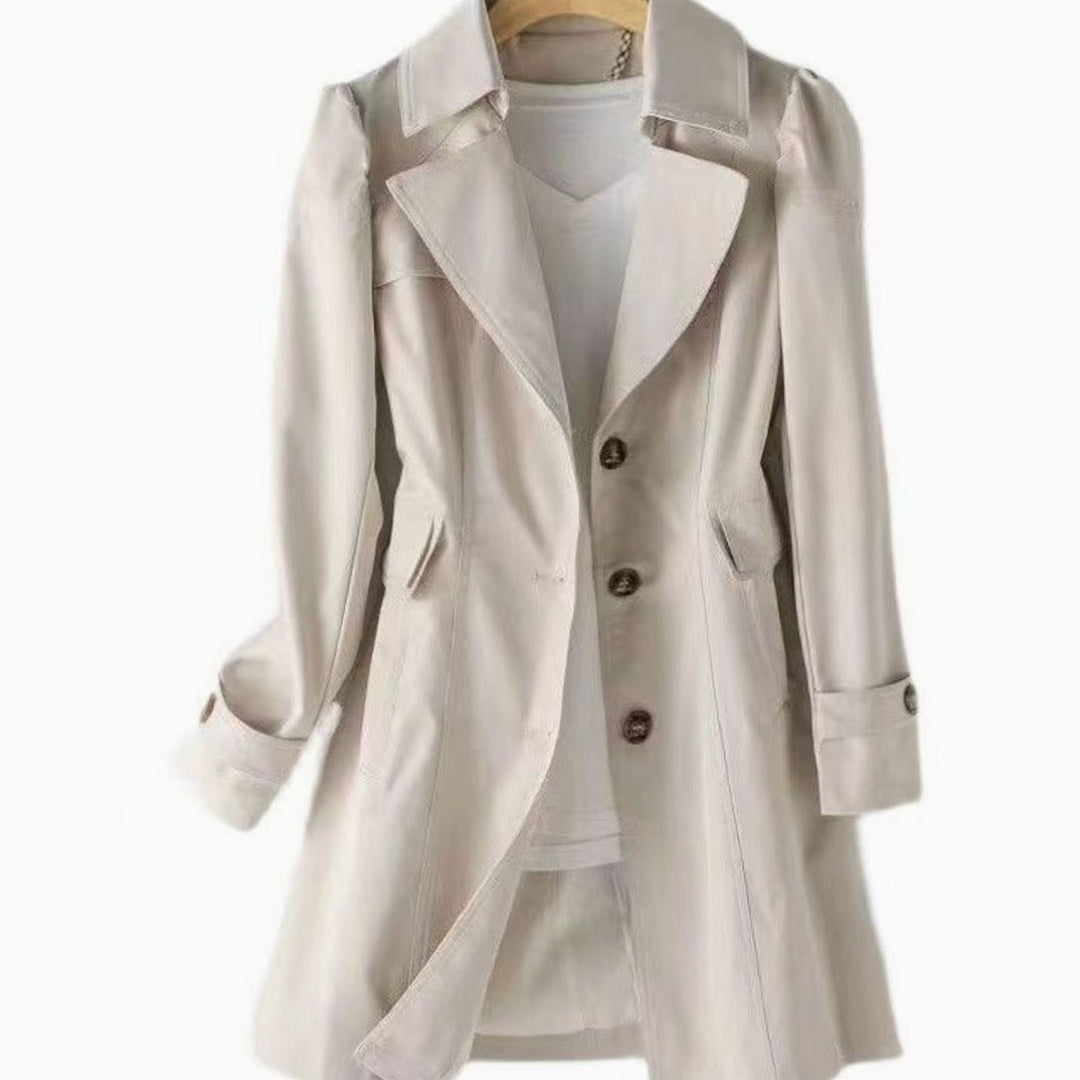 Women's Classic Single-Breasted Belted Trench Coat
