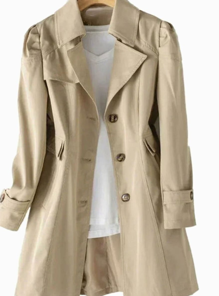 Women's Classic Single-Breasted Belted Trench Coat - Khaki