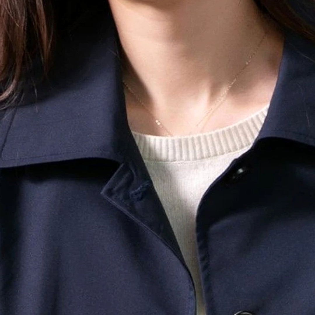 Women's Classic Single-Breasted Longline Trench Coat, Navy Blue