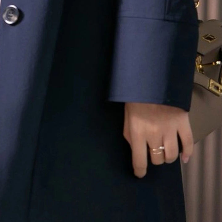 Women's Classic Single-Breasted Longline Trench Coat, Navy Blue