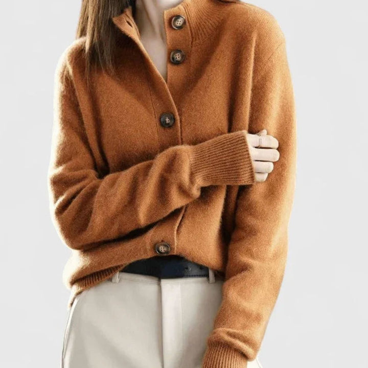 Women's Collared Button-Front Knit Cardigan - Orange