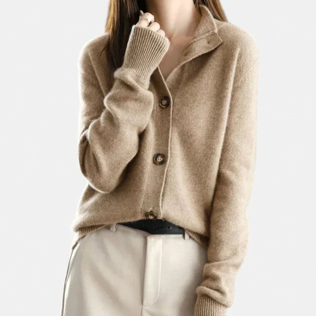 Women's Collared Button-Front Knit Cardigan