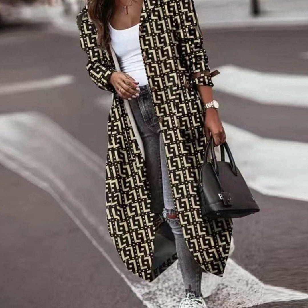 Women's Colour Block Hooded Long Trench Coat