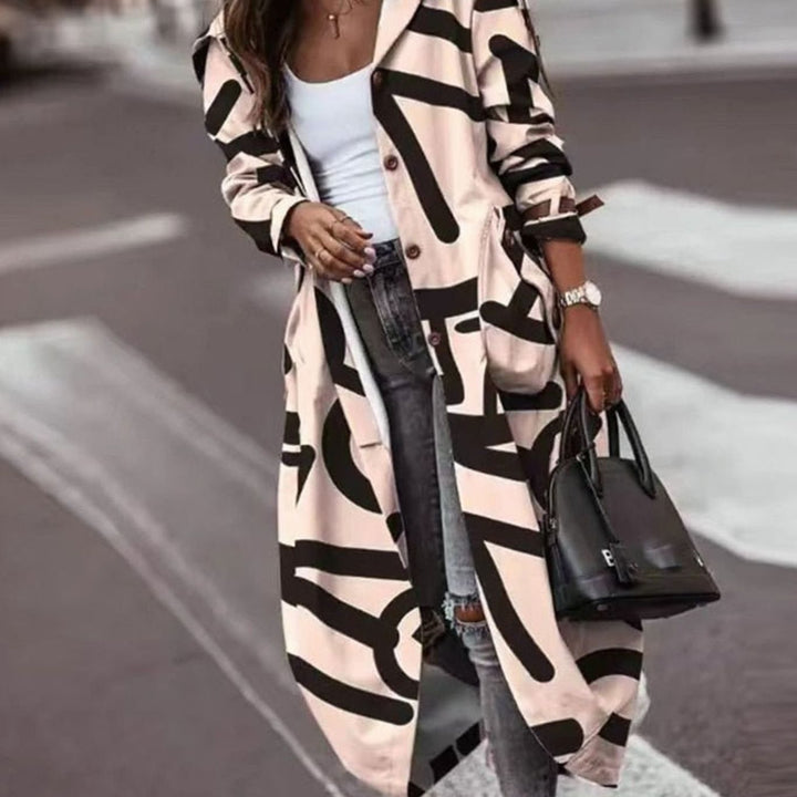 Women's Colour Block Hooded Long Trench Coat - Light Pink
