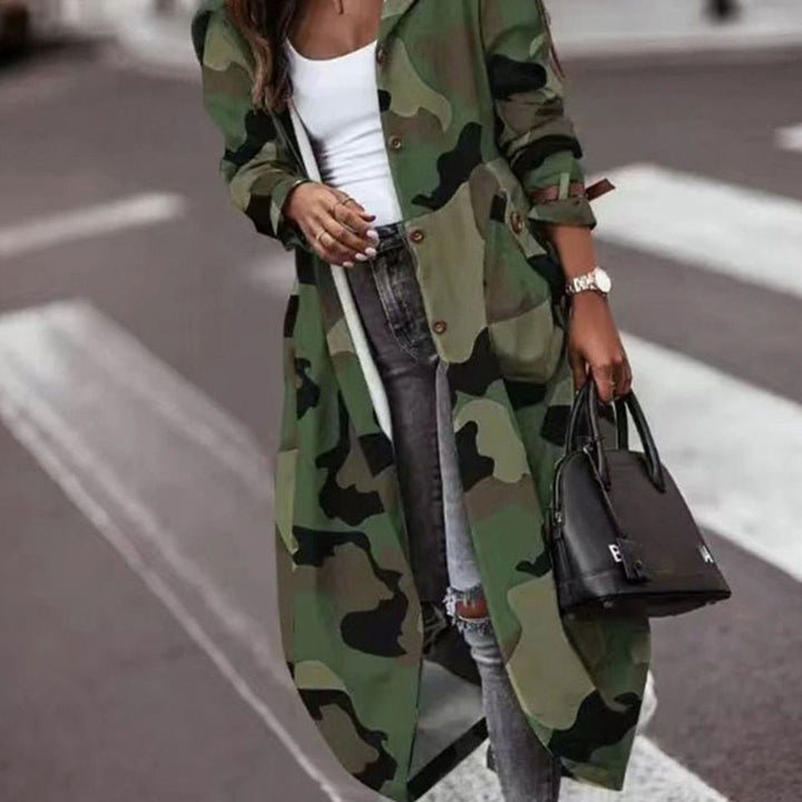 Women's Colour Block Hooded Long Trench Coat