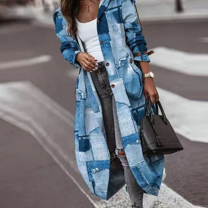Women's Colour Block Hooded Long Trench Coat