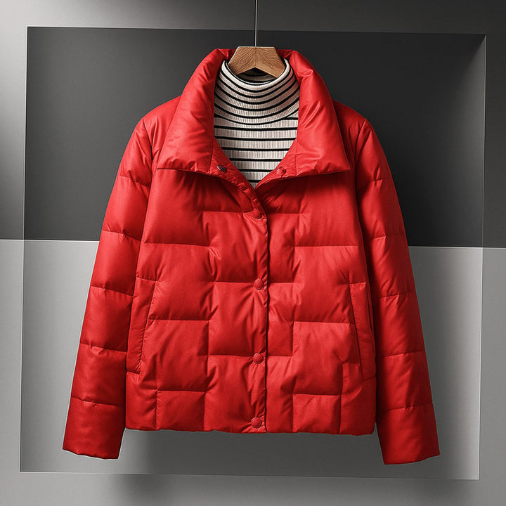 Women's Cotton-Fill Quilted Puffer Jacket Water-Resistant - Red
