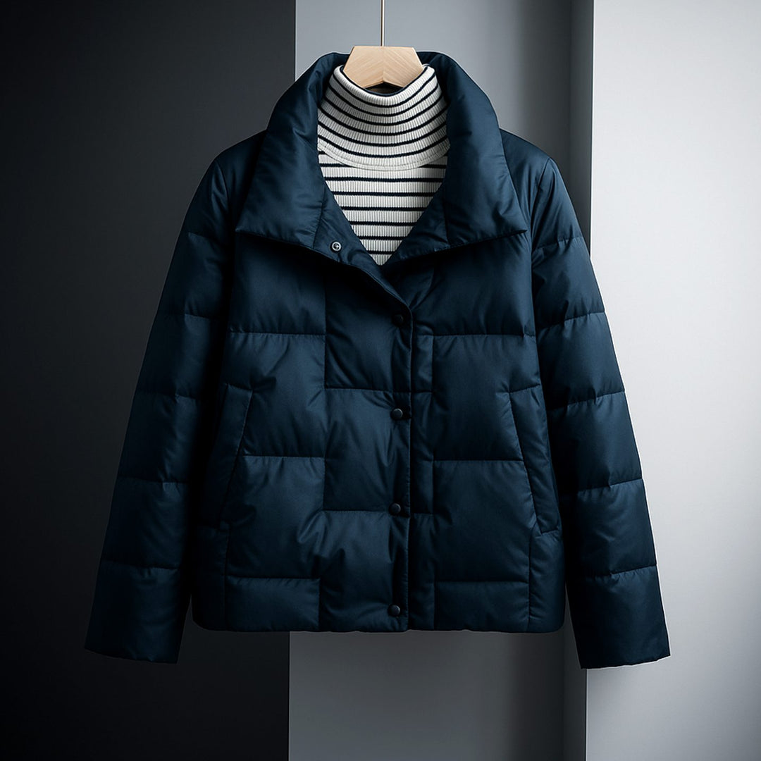 Women's Cotton-Fill Quilted Puffer Jacket Water-Resistant - Navy Blue