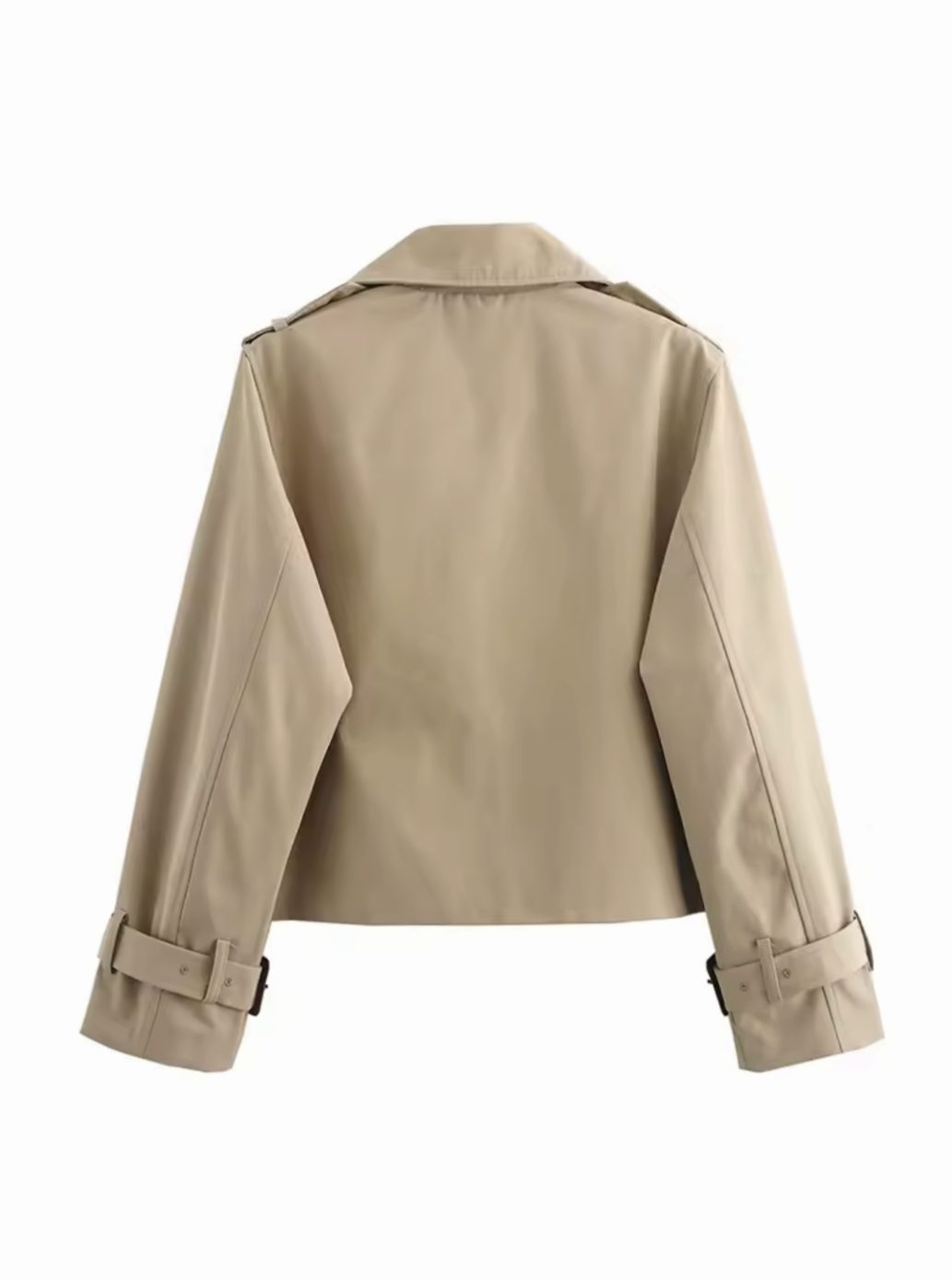Women's Cropped Double-Breasted Belted Cuff Trench Coat