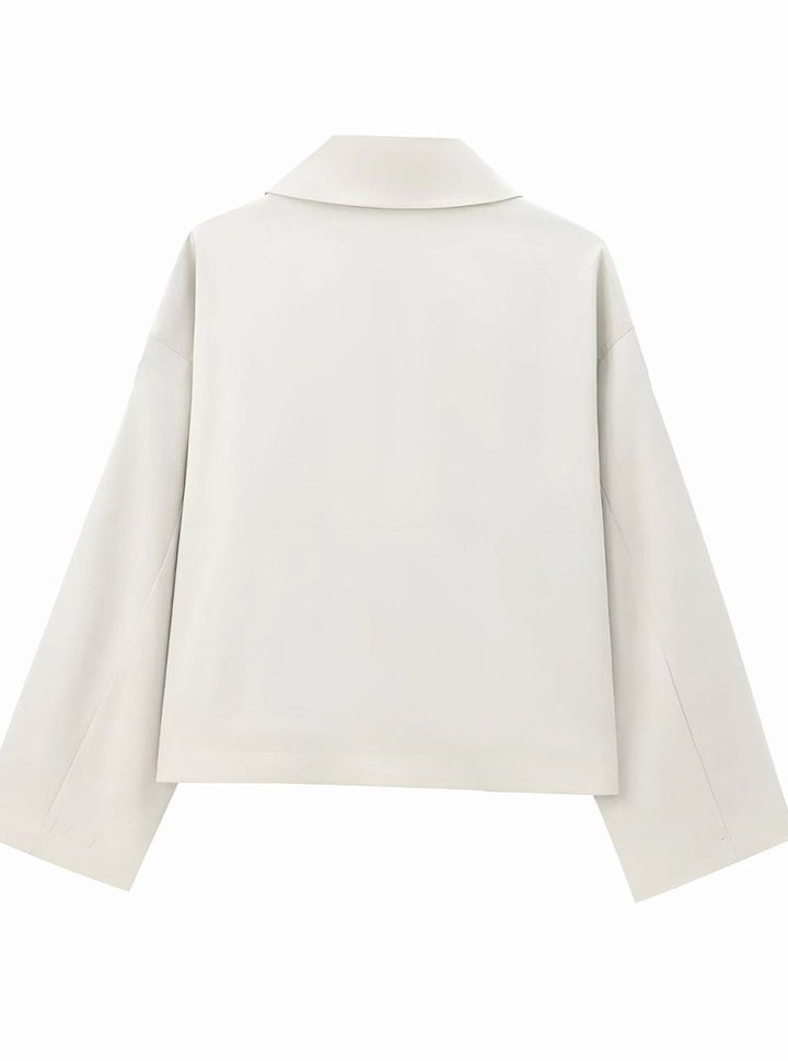 Women's Cropped Double-Breasted Trench Coat, Cream