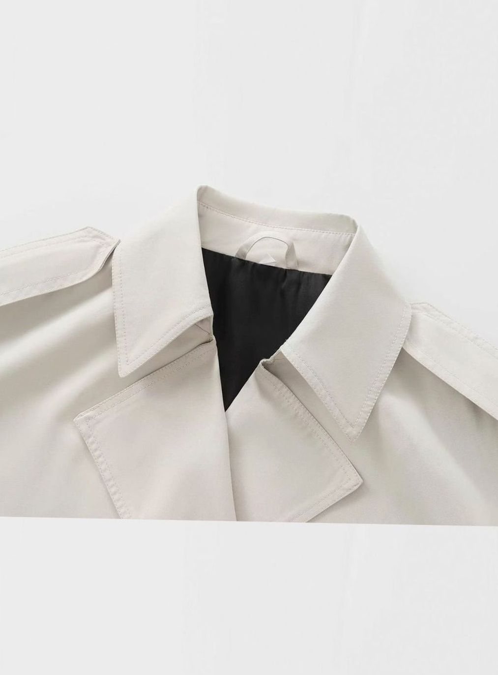 Women's Cropped Double-Breasted Trench Coat, Cream