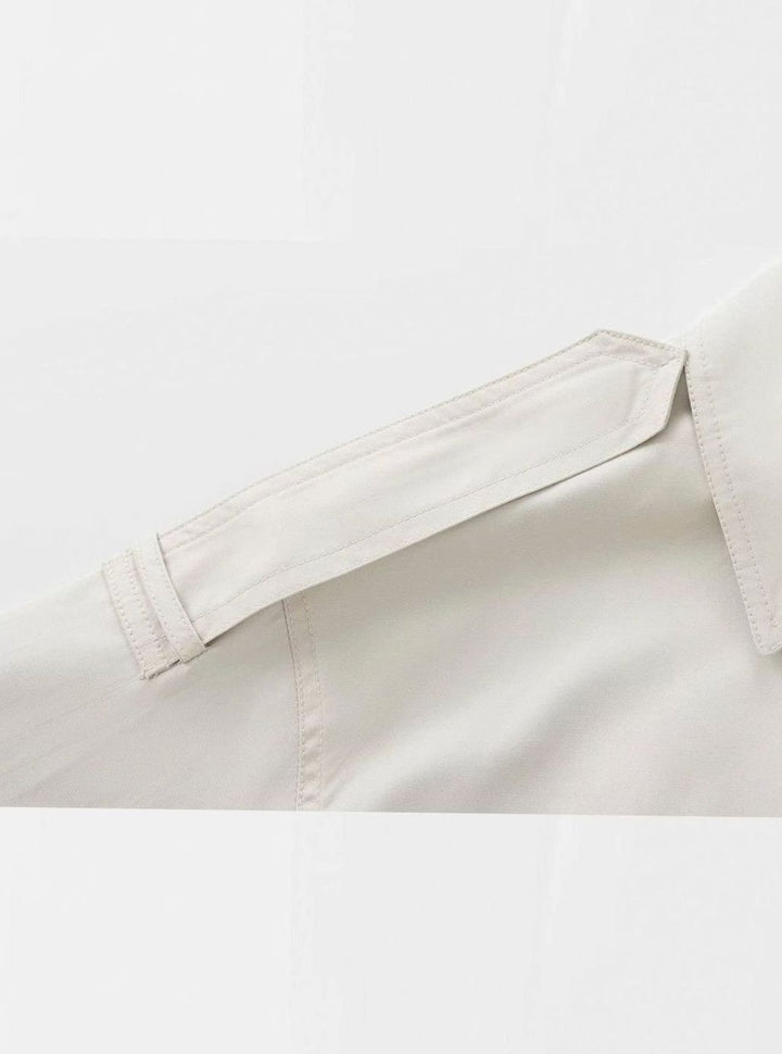 Women's Cropped Double-Breasted Trench Coat, Cream