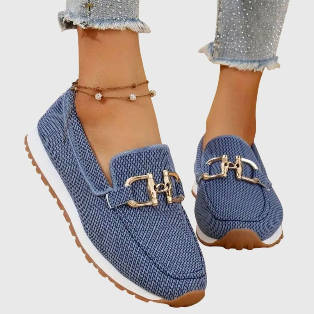 Women's Cushioned Orthopedic Horsebit Slip-On Loafers - Blue