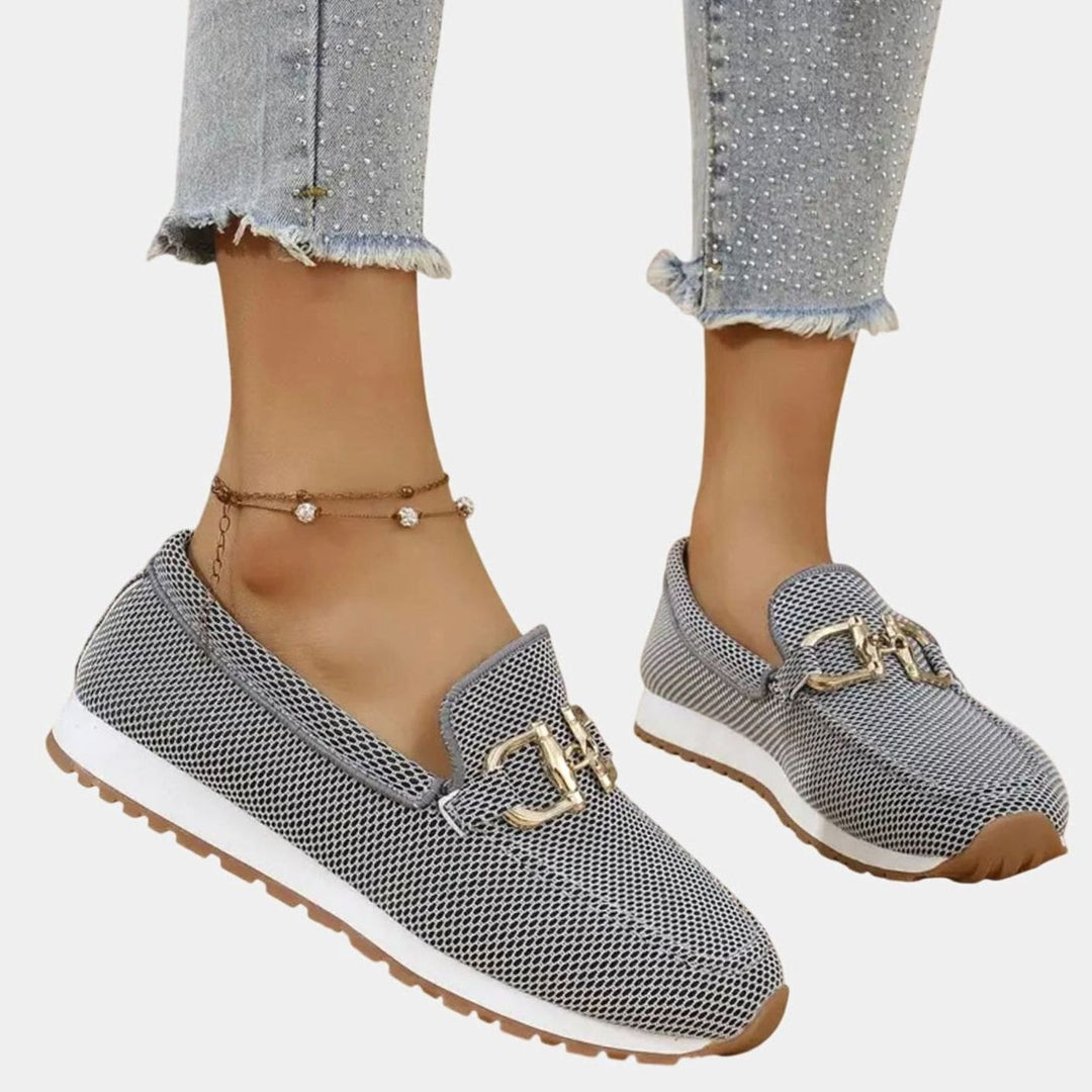 Women's Cushioned Orthopedic Horsebit Slip-On Loafers - Grey