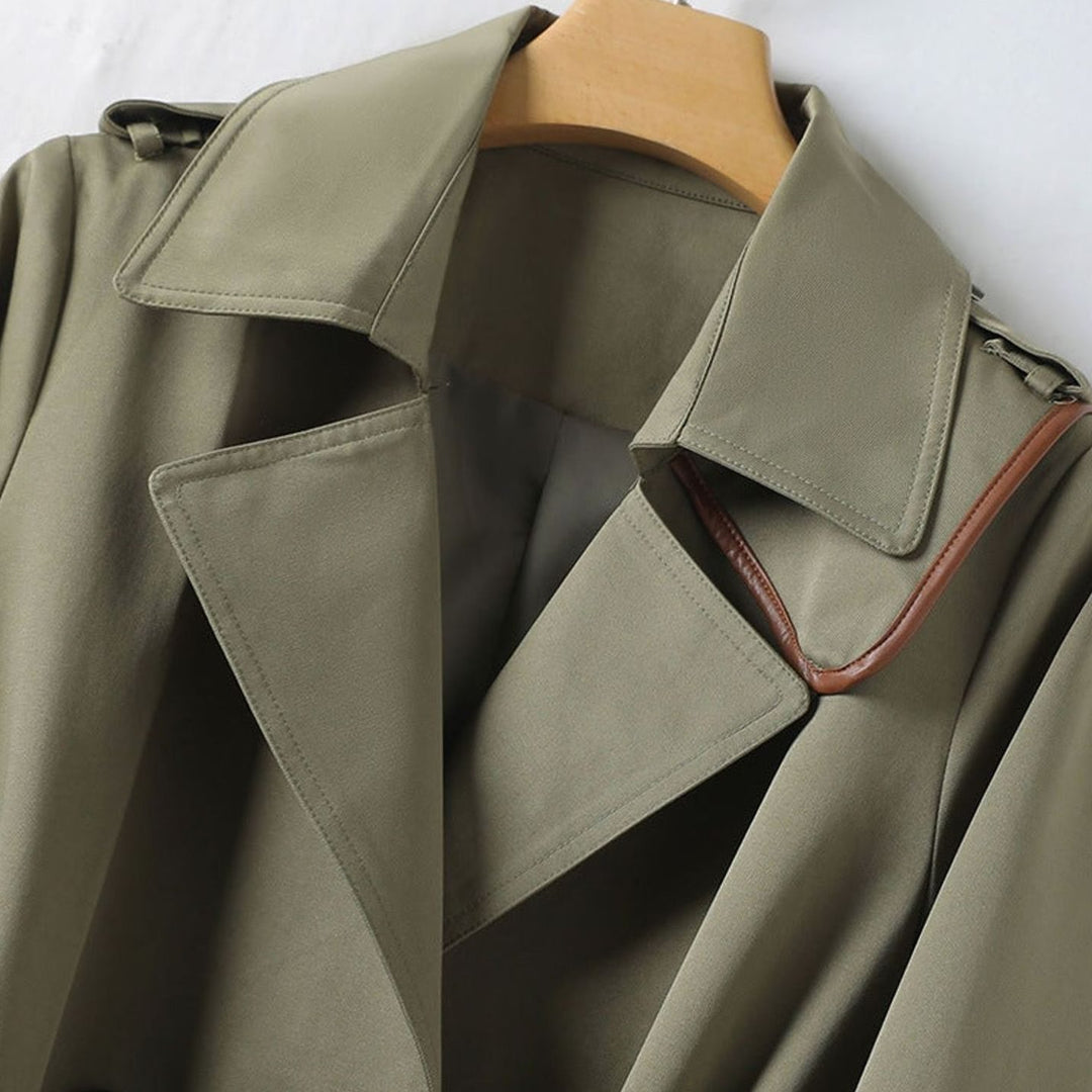 Women's Double-Breasted Belted Lapel Trench Coat Trenchcoat