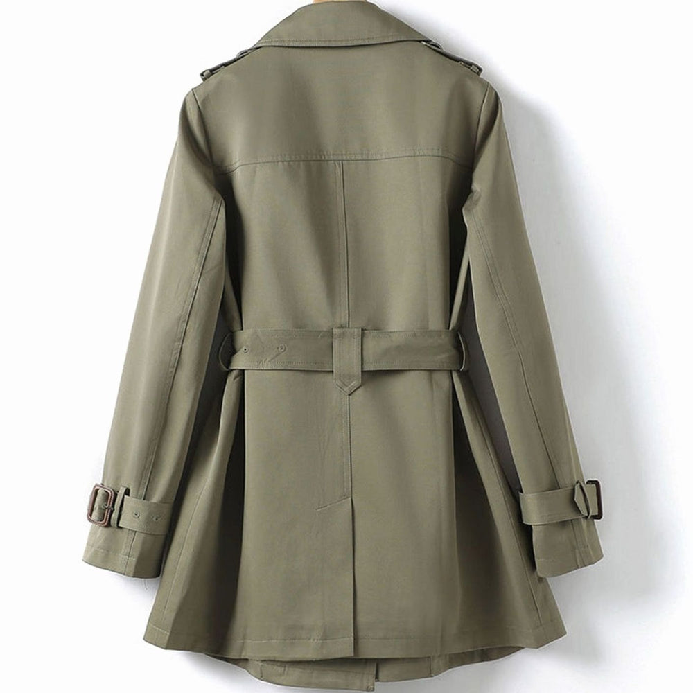 Women's Double-Breasted Belted Lapel Trench Coat Trenchcoat