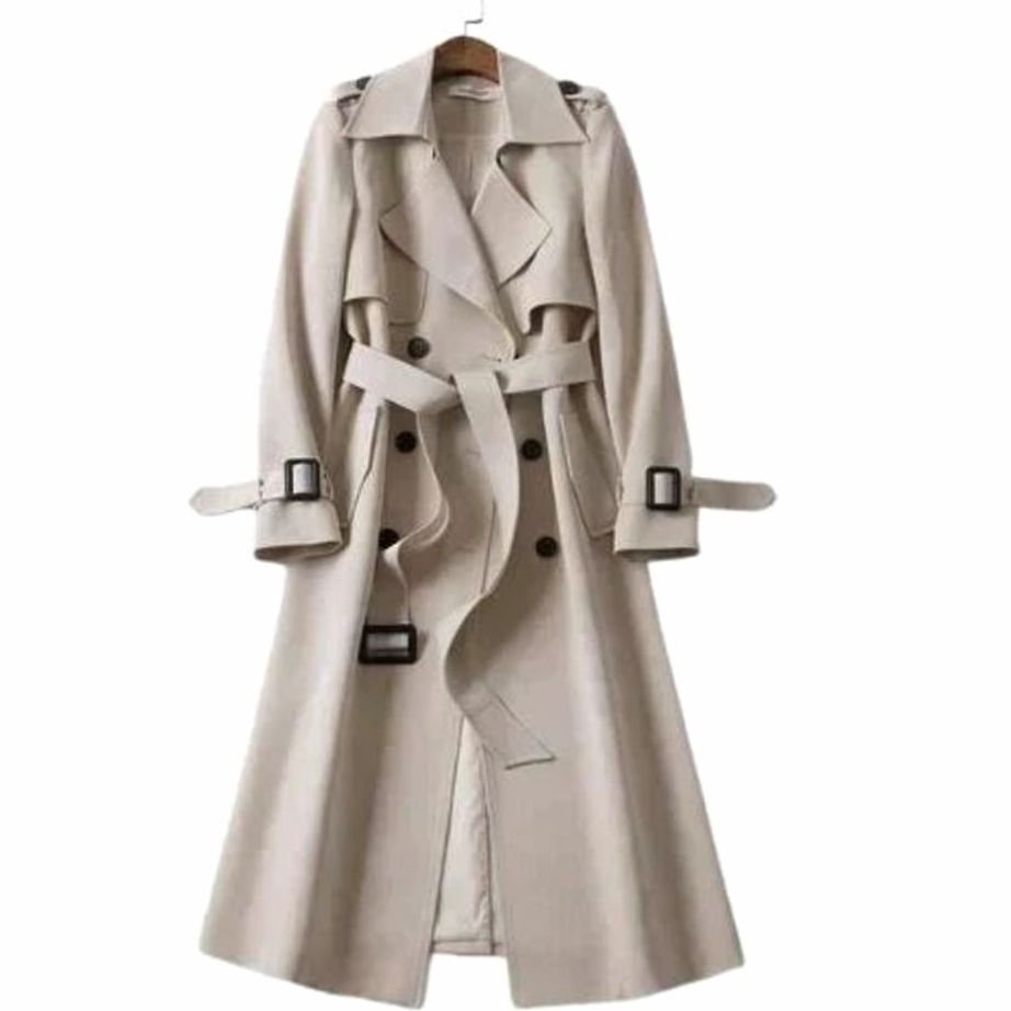 Women's Double-Breasted Belted Long Trench Coat Trenchcoat