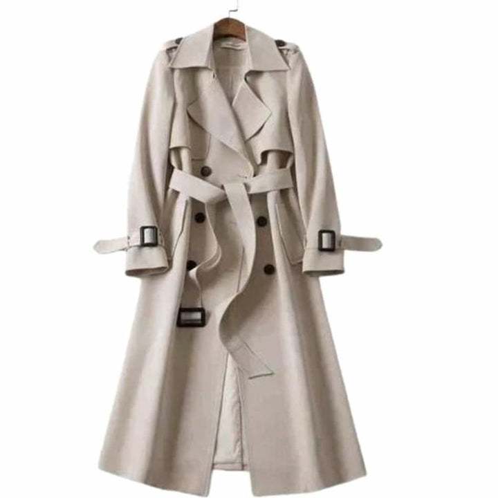 Women's Double-Breasted Belted Long Trench Coat Trenchcoat