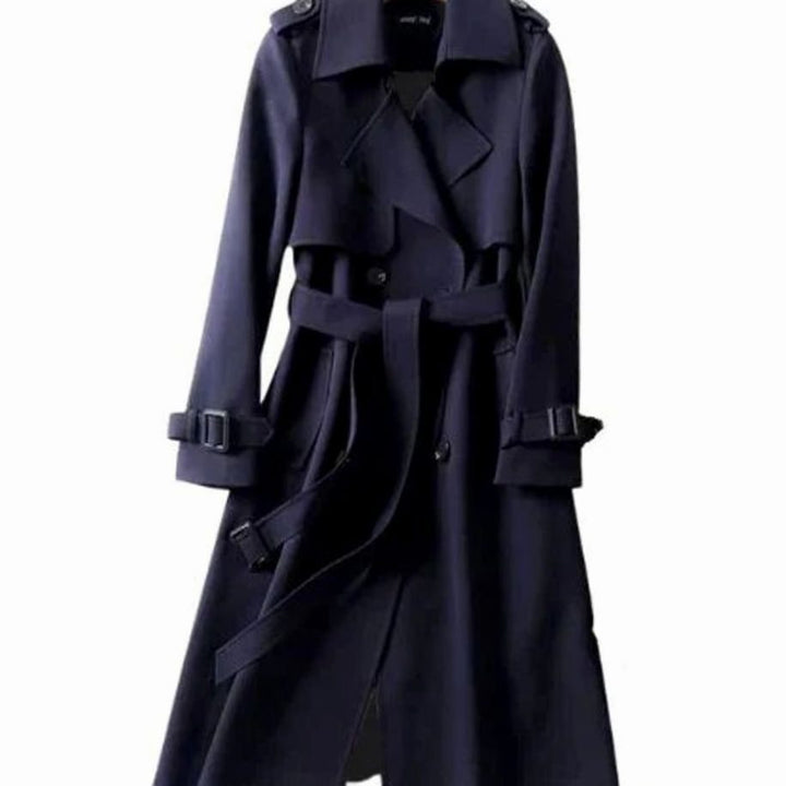 Women's Double-Breasted Belted Long Trench Coat Trenchcoat