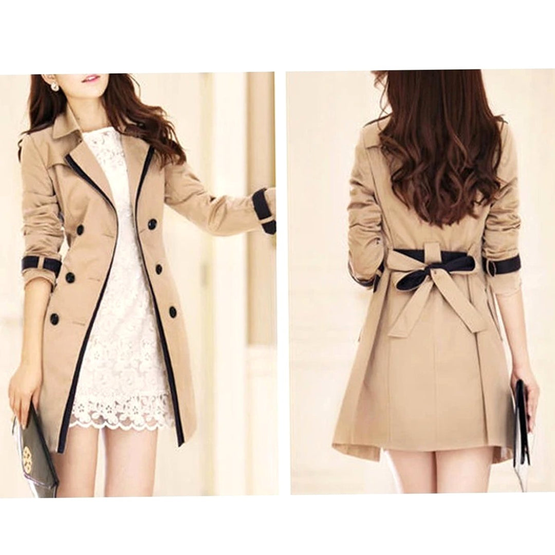 Women's Double-Breasted Belted Midi Trench Coat Eleganter