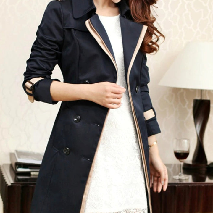Women's Double-Breasted Belted Midi Trench Coat Eleganter