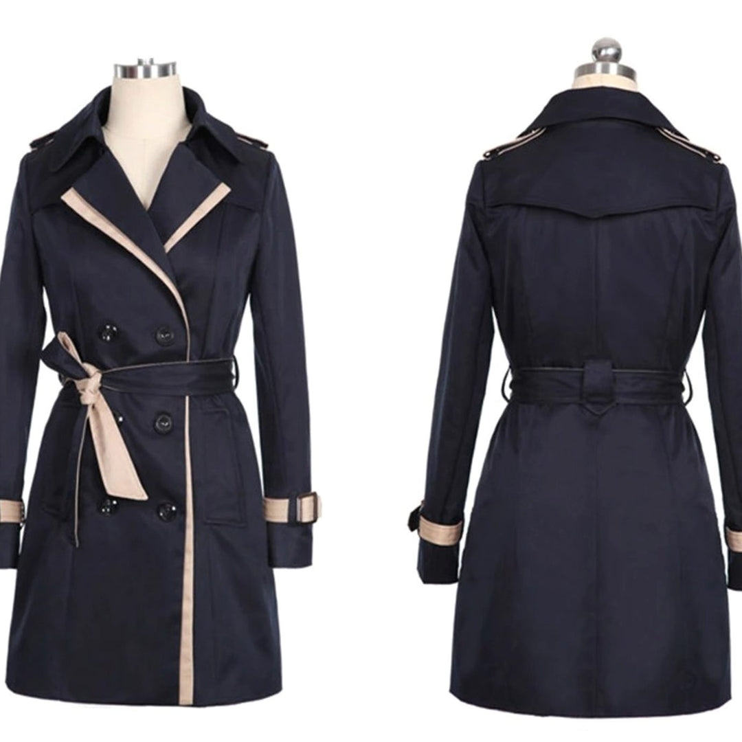 Women's Double-Breasted Belted Midi Trench Coat Eleganter