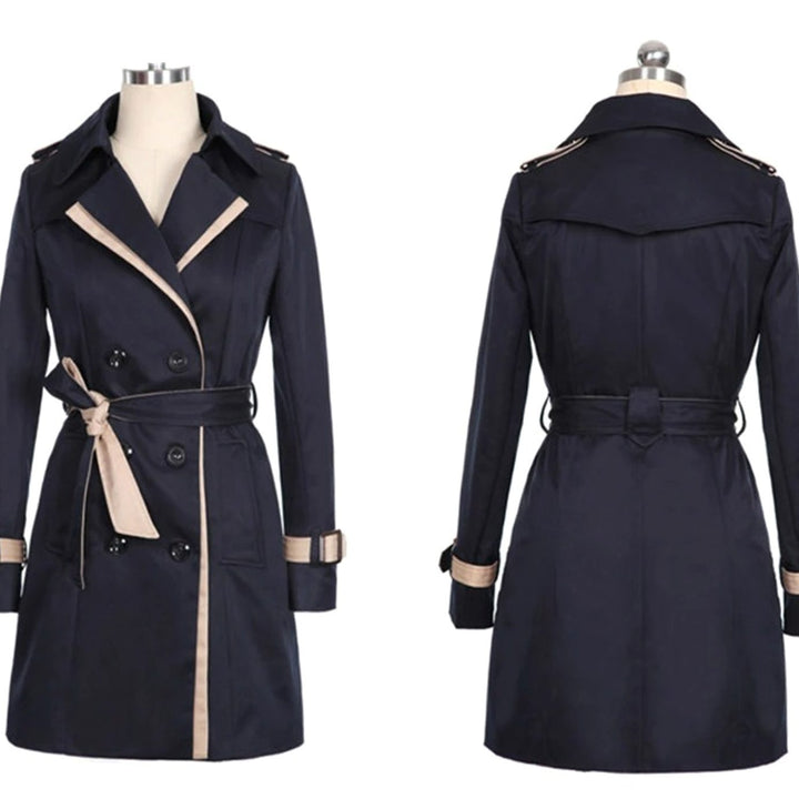 Women's Double-Breasted Belted Midi Trench Coat Eleganter