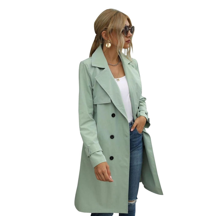 Women's Double-Breasted Belted Midi Trench Coat, Sage Green