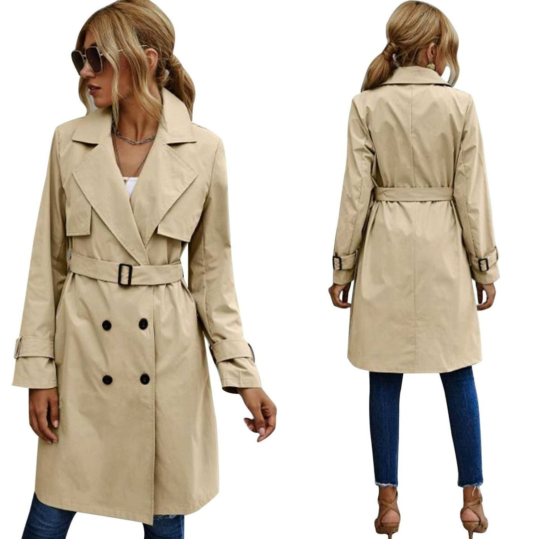 Women's Double-Breasted Belted Midi Trench Coat, Sage Green