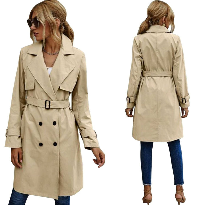 Women's Double-Breasted Belted Midi Trench Coat, Sage Green