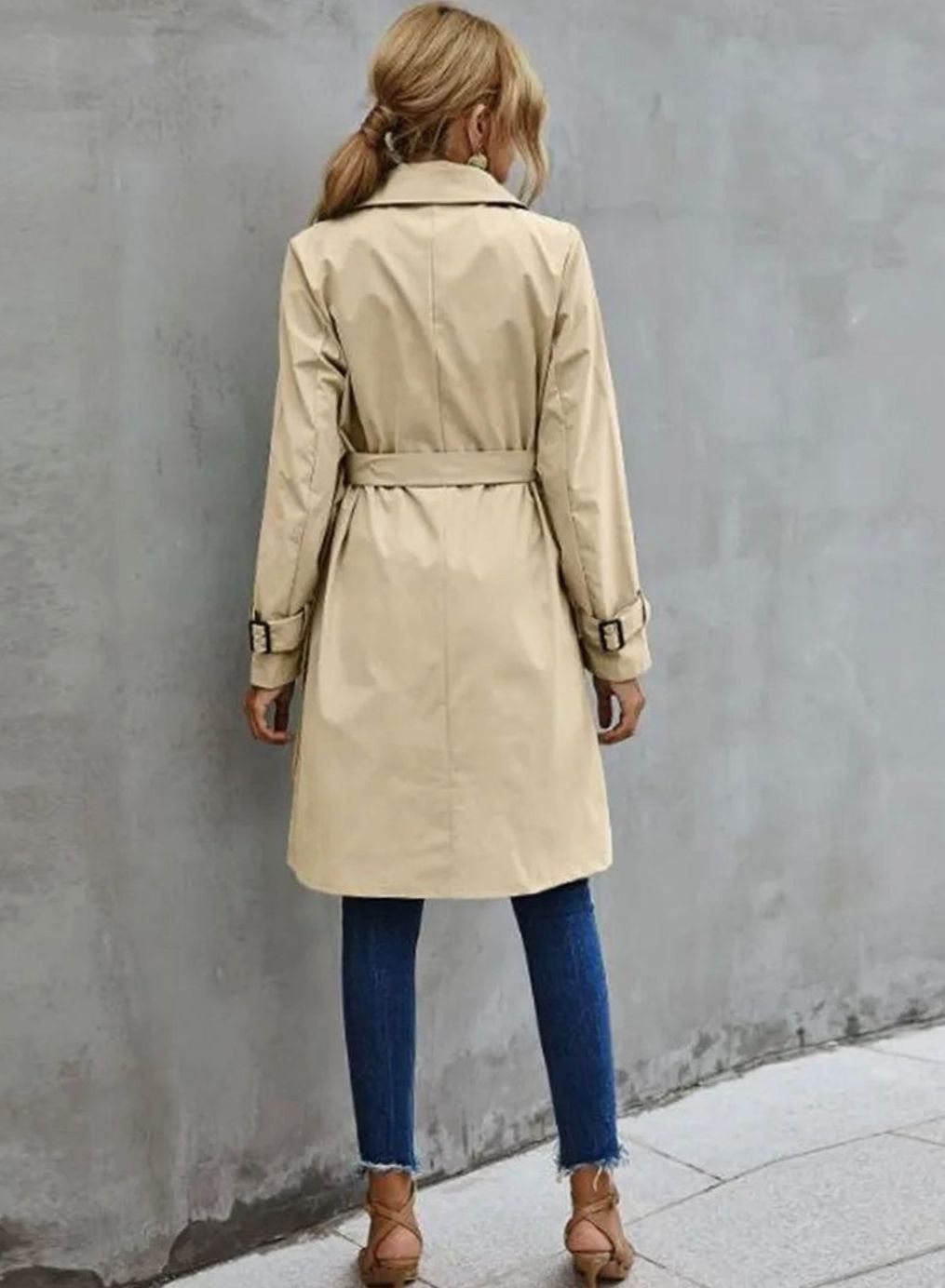 Women's Double-Breasted Belted Retro Trench Coat, Sage Green