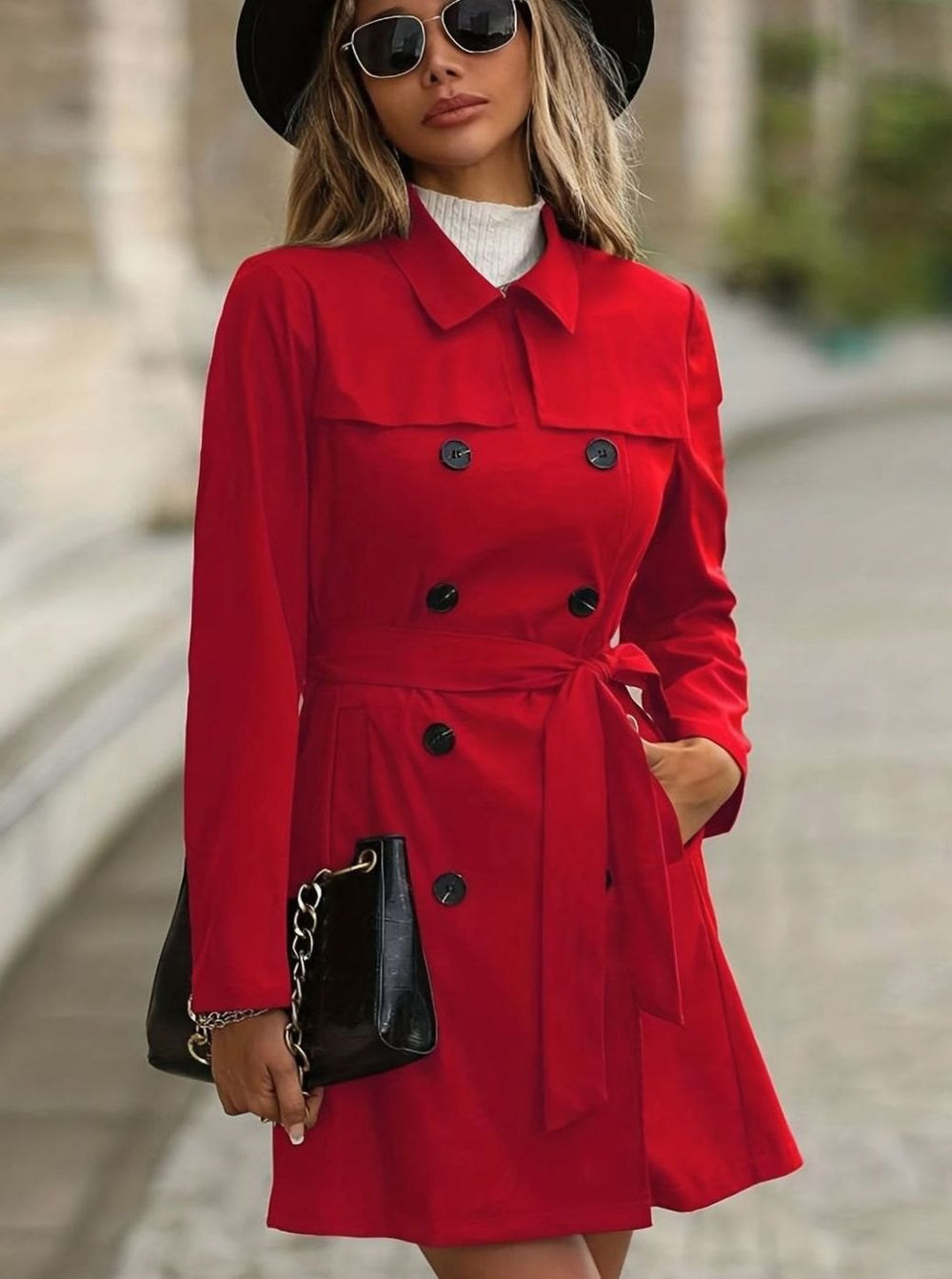 Women's Double-Breasted Belted Trench Coat II