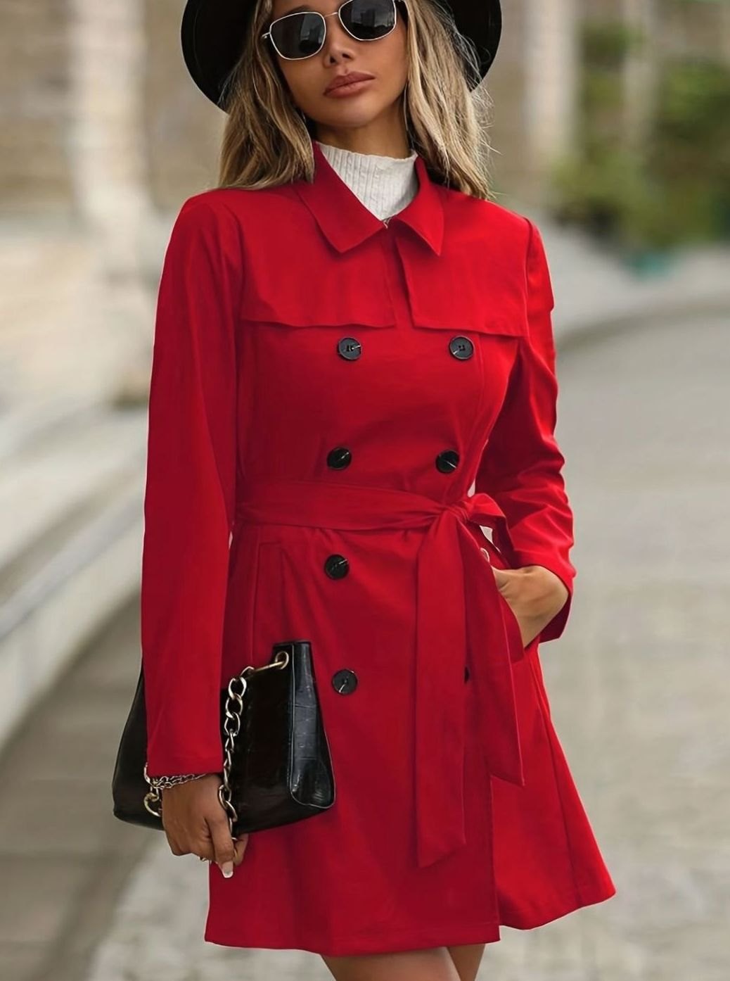 Women's Double-Breasted Belted Trench Coat II