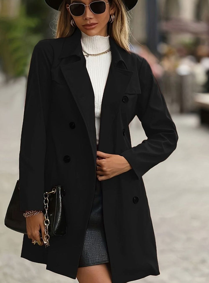 Women's Double-Breasted Belted Trench Coat II - Black