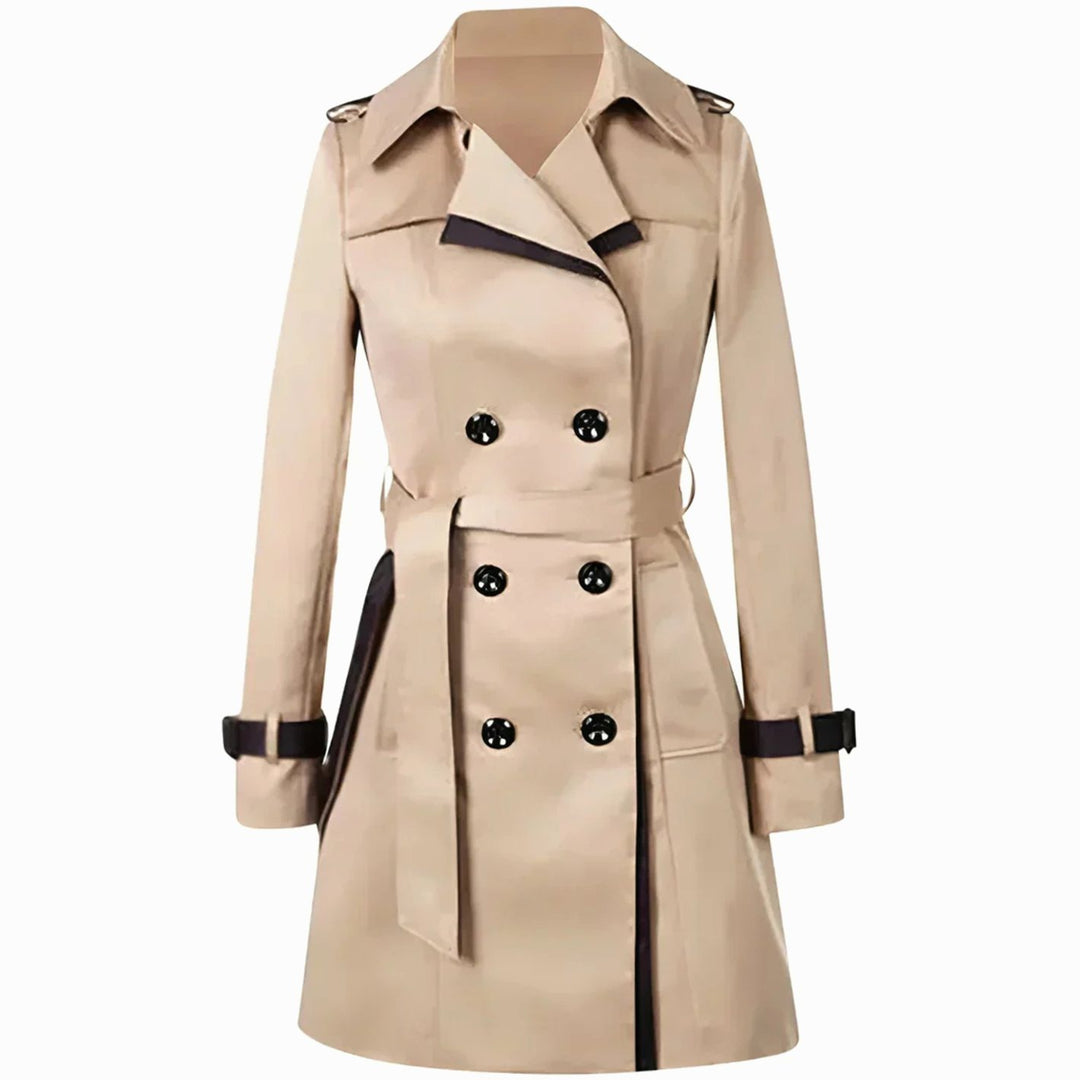 Women's Double-Breasted Belted Trench Coat Langer - Beige