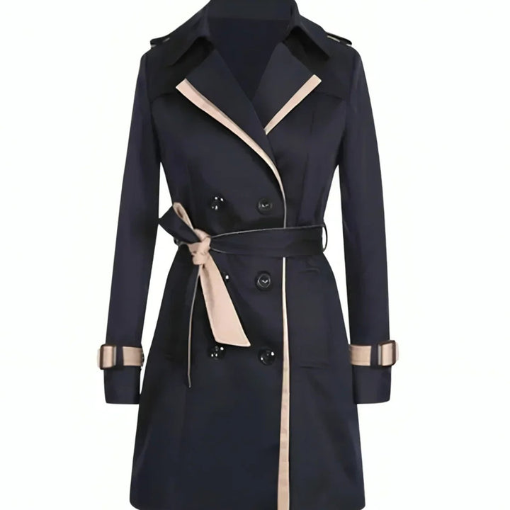 Women's Double-Breasted Belted Trench Coat Langer - Black
