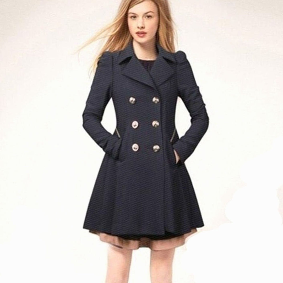 Women's Double-Breasted Fit-and-Flare Trench Coat, Army Green