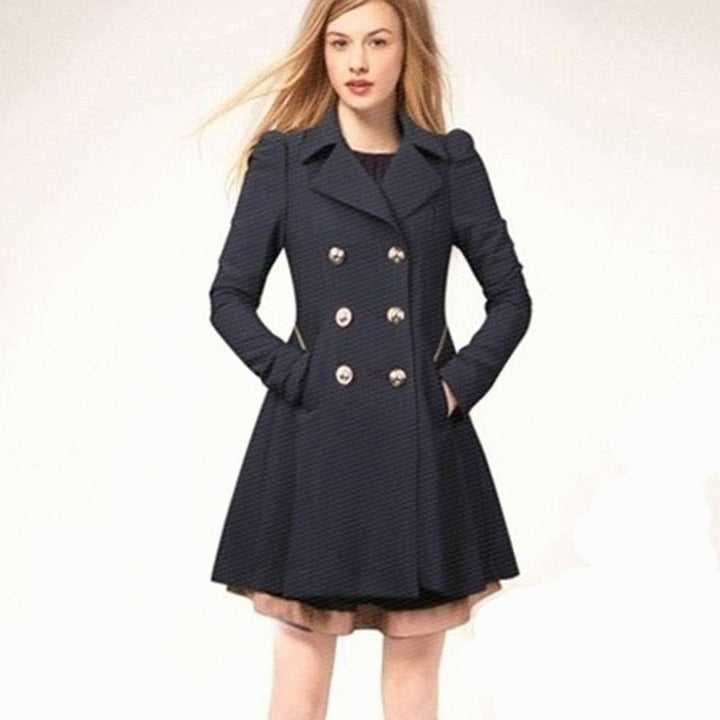 Women's Double-Breasted Fit-and-Flare Trench Coat, Army Green