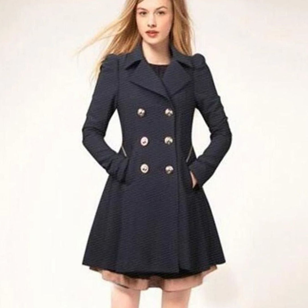 Women's Double-Breasted Fit-and-Flare Trench Coat Trenchcoat